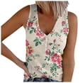 thumbnail image 1 of Bibifish Womens Tank Tops Rib Henley Neck Summer Sleeveless Tank Tops Dressy Floral Print Relaxed Tops, 1 of 4