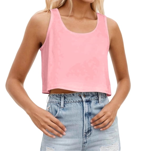 Bibifish Womens Tank Tops Scoop Neck Wide Strap Cropped Loose Fit Camisoles Summer Breathable Sleeveless Shirts