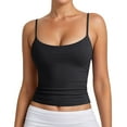 thumbnail image 1 of Bibifish Womens Tank Tops Spaghetti Straps Scoop Neck Casual Tops Slim Fit Ruched Solid Cropped Basic Layering Cami Tops, 1 of 6