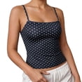 thumbnail image 1 of Bibifish Womens Tank Tops Square Neck Thin Strap Polka Dot Print Camisoles Slim Fit Summer Sleeveless Shirts, 1 of 4