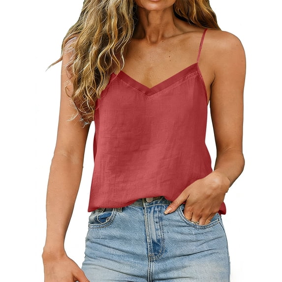 Bibifish Womens Tank Tops V Neck Smooth Summer Cami Solid Sleeveless Basic Tank Shirts