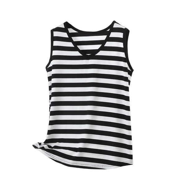 Bibifish Womens Tank Tops V Neck Wide Strap Black White Stripe Camisoles Loose Fit Summer Sleeveless Shirts
