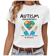 thumbnail image 1 of Bibifish Womens Tee Tops Autism Awareness Print Soft Breathable Regular Fit Crewneck Short-Sleeve Tee Tops Summer Daily Commute Chic Wear, 1 of 3