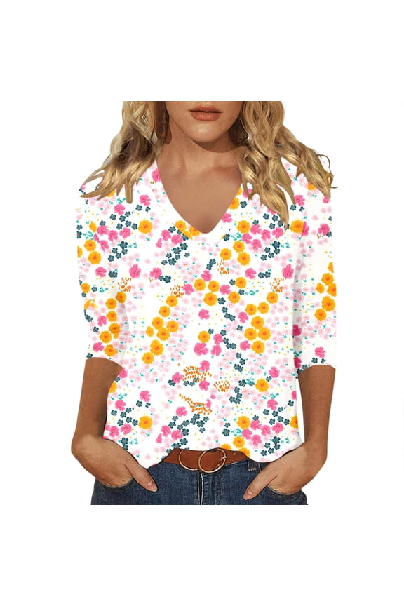 Womens Tee Tops Casual Retro Boho Ditsy Floral Print 90S Soft Relaxed Fit Tshirts Crewneck Short Sleeve Spring Summer Daily Outdoor Casual Trendy Wear