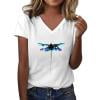 Bibifish Womens Tee Tops Cute Graphic Print V Neck Short Sleeve Tshirts Stylish Casual Street Simple Style Summer Tees
