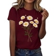 thumbnail image 1 of Bibifish Womens Tee Tops Fashion Floral Print Soft Relaxed Fit Crewneck Short-Sleeve Tee Tops Summer Daily Outdoor Stylish Wear, 1 of 4