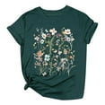 thumbnail image 1 of Bibifish Womens Tee Tops Loose Breathable Floral Printed Short Sleeve Crew Neck Tshirts Summer All Match Daily T-Shirts, 1 of 3