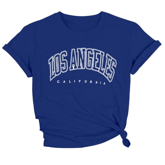 Bibifish Womens Tee Tops Los Angeles Letter Print Loose Fit Soft Smooth Crew Neck Short Sleeve Tee Tops Going Out Travel Chic Summer T Shirts