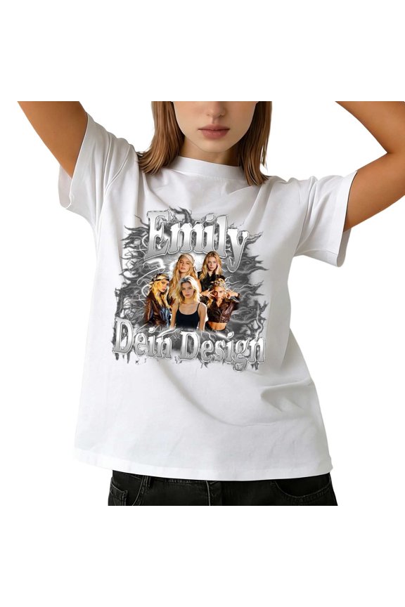 Womens Tee Tops Personalized Photo Diy Soft Breathable Regular Fit Crewneck Short-Sleeve Tee Tops Summer Daily Outdoor Stylish Tee