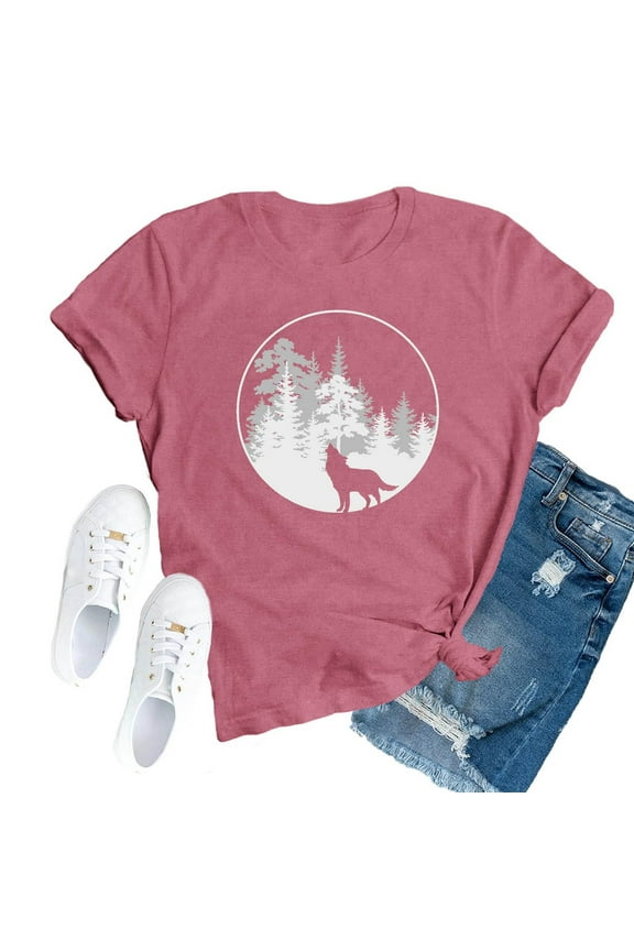 Womens Tee Tops Stylish Graphic Printed Soft Cozy Regular Fit Crew Neck Short Sleeve Summer Commute Elegant Trendy Daily T Shirts