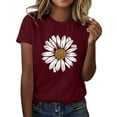 thumbnail image 1 of Bibifish Womens Tees Bright Sunflower Graphic Printed Short Sleeve Crew Neck Tshirts Plus Size Girl Casual T-Shirts, 1 of 5