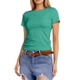 thumbnail image 1 of Bibifish Womens Tees Summer Solid Stretchy Basic Soft T Shirts Slim Fit Crewneck Short-Sleeve Summer Daily Wear Commute Tshirts Tee Tops, 1 of 6