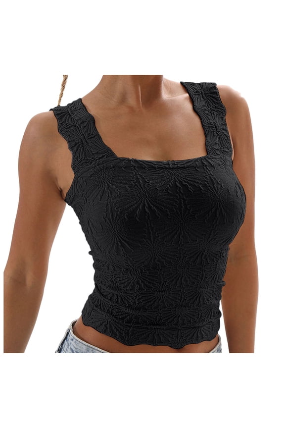 Womens Textured Tank Yoga Bra solid color Ruched Square Neck Light Support vest summer casual Wear Stylish Sleeveless Crop Tops