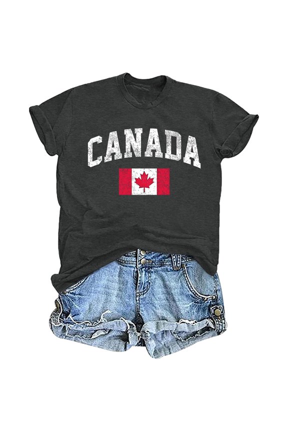 Womens Tshirts Canada Day Casual Letter Printed Soft Cozy Crew Neck Short Sleeve Summer Daily Outdoor Activities Chic Daily T Shirts
