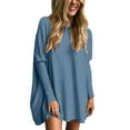 thumbnail image 1 of Bibifish Womens Tshirts Casual Solid Color O-Neck Long Sleeve Tees Loose Fit Basic Classic Stretchy Breathable Longline Pullover Tops, 1 of 6