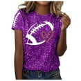 thumbnail image 1 of Bibifish Womens Tshirts Football Print Glitter Short Sleeve Tops Summer Football Season Crew Neck Slim Fit Pullover T-Shirts, 1 of 5