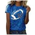 thumbnail image 1 of Bibifish Womens Tshirts Football Print Glitter Short Sleeve Tops Summer Football Season Crew Neck Slim Fit Pullover T-Shirts, 1 of 5
