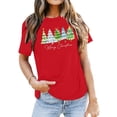 thumbnail image 1 of Bibifish Womens Tshirts Simple Christmas Tree Print T Shirts Soft Smooth Crewneck Short-Sleeve Tshirts Summer Daily Holiday Party Trendy Tees, 1 of 4