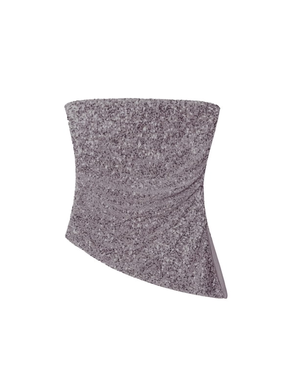 Womens Tube Tops Sequin Glitter Fabric Side Slit Camisoles Fitted Summer Sleeveless Shirts