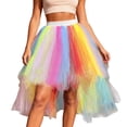 thumbnail image 1 of Bibifish Womens Tulle Skirts High-Low Hem Colorful Layered Tutu Skirts High Waist A Line Elastic Waist Puff Tulle Rainbow Party Fluffy Skirts, 1 of 7