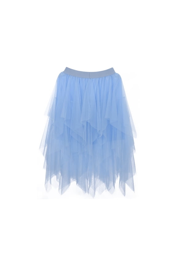 Womens Tutu Skirts Elastic High Waist Irregular Mesh Fluffy Skirt Elegant Temperament Party Holiday Fancy Stylish Skirts