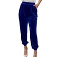 thumbnail image 1 of Bibifish Womens Velvet Harem Jogger Pants Elastic Waist Ankle Cuffed Casual Bottoms With Side Pockets, 1 of 5
