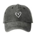 thumbnail image 1 of Bibifish Womens Vintage Baseball Cap White Line Heart Print Cap Adjustable Strap Casual Daily Outdoor Retro Style Sun Protection Baseball Cap, 1 of 3