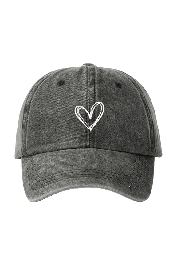 Womens Vintage Baseball Cap White Line Heart Print Cap Adjustable Strap Casual Daily Outdoor Retro Style Sun Protection Baseball Cap