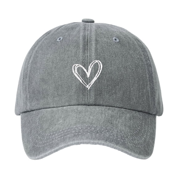 Bibifish Womens Vintage Baseball Cap White Line Heart Print Cap Adjustable Strap Casual Daily Outdoor Retro Style Sun Protection Baseball Cap