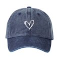 thumbnail image 1 of Bibifish Womens Vintage Baseball Cap White Line Heart Print Cap Adjustable Strap Casual Daily Outdoor Retro Style Sun Protection Baseball Cap, 1 of 3