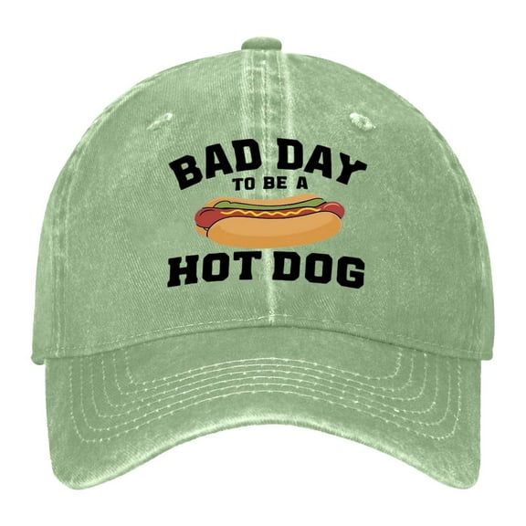 Bibifish Womens Vintage Distressed Washed Baseball Cap Hot Dog Print Graphic Detail Funny Casual Daily Outdoor Playful Sunshade Baseball Cap