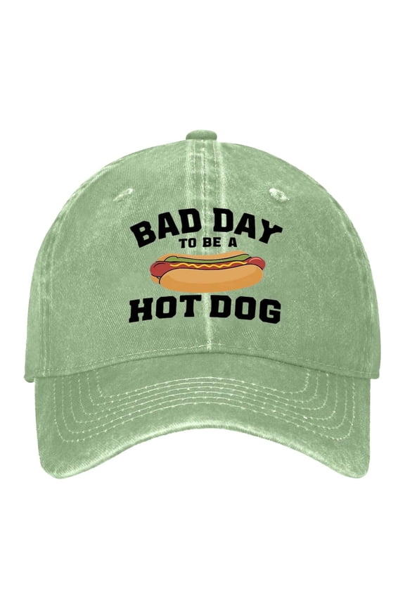 Womens Vintage Distressed Washed Baseball Cap Hot Dog Print Graphic Detail Funny Casual Daily Outdoor Playful Sunshade Baseball Cap