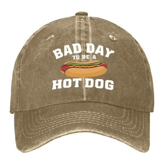 Bibifish Womens Vintage Distressed Washed Baseball Cap Hot Dog Print Graphic Detail Funny Casual Daily Outdoor Playful Sunshade Baseball Cap