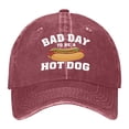 thumbnail image 1 of Bibifish Womens Vintage Distressed Washed Baseball Cap Hot Dog Print Graphic Detail Funny Casual Daily Outdoor Playful Sunshade Baseball Cap, 1 of 3