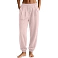 thumbnail image 1 of Bibifish Womens Waffle Knit Jogger Pants High Waisted Drawstring Elastic Waist Ribbed Ankle Cuffs Lounging Pants With Pockets, 1 of 4