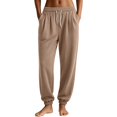 thumbnail image 1 of Bibifish Womens Waffle Knit Jogger Pants High Waisted Drawstring Elastic Waist Ribbed Ankle Cuffs Lounging Pants With Pockets, 1 of 4