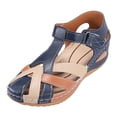 thumbnail image 1 of Bibifish Womens Wedge Ankle Strap Sandals Two Tone Closed Toe Side Cutout Adjustable Strap Open Side Summer Outdoor Casual Ladies Sandals, 1 of 8
