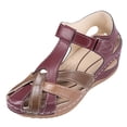 thumbnail image 1 of Bibifish Womens Wedge Ankle Strap Sandals Two Tone Closed Toe Side Cutout Adjustable Strap Open Side Summer Outdoor Casual Ladies Sandals, 1 of 8