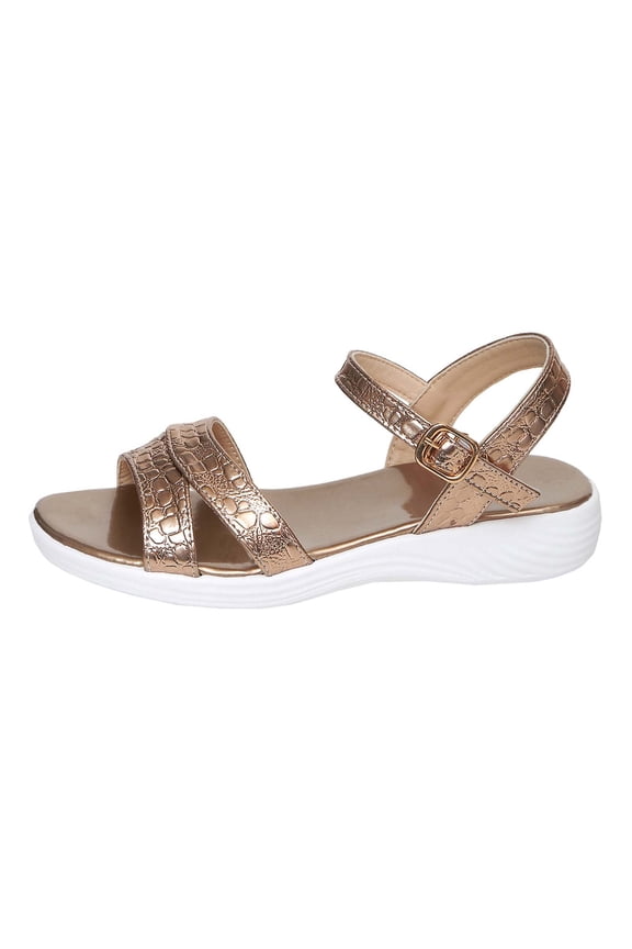 Womens Wedge Sandals Casual Ankle Buckle Croc Print Strap Wedge Sandals Ladies Summer Walking Everyday Casual Wear Wedge Sandals