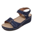 Bibifish Womens Wedge Sandals Dual Hook Loop Adjustable Strap Open Toe ...