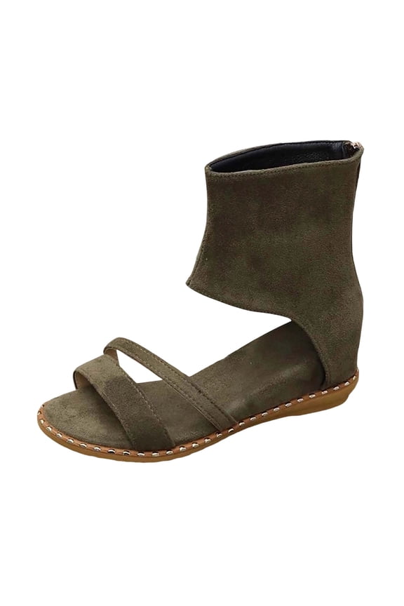 Womens Wedge Sandals Stylish Sturdy Chic Open Toe Back Zip Ankle Strap Wedge Sandals Soft Foam Platform Summer Casual Sandals