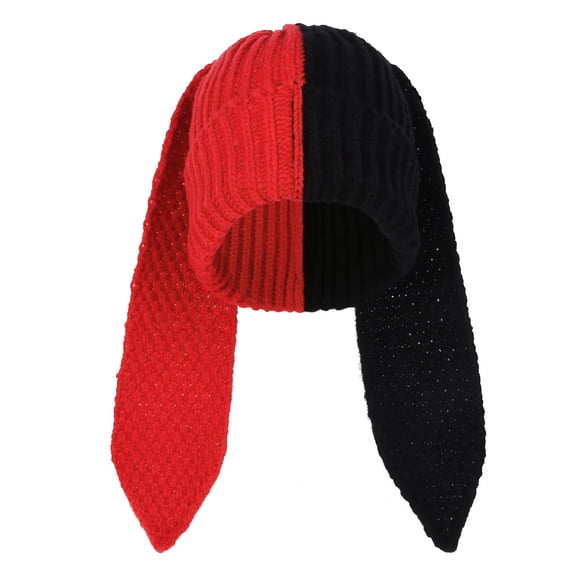 Bibifish Womens White & Turquoise Two-Tone Knit Trapper Hat With Long Ear Flaps Soft Stretchy Warm Hat Fall Casual Outings Fun Stylish Hats