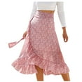 thumbnail image 1 of Bibifish Womens Wrap Skirts Floral Chiffon Flow High Waist Mid-Length A Line Skirts Tie Waist Draped Soft Vacation Holiday Stylish Outfits, 1 of 2