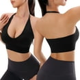 thumbnail image 1 of Bibifish Womens Yoga Bra Light Support Halter Backless Ribbed adjustable strap Soft Breathable bra Yoga Daily Workout Stylish Yoga Bra, 1 of 3