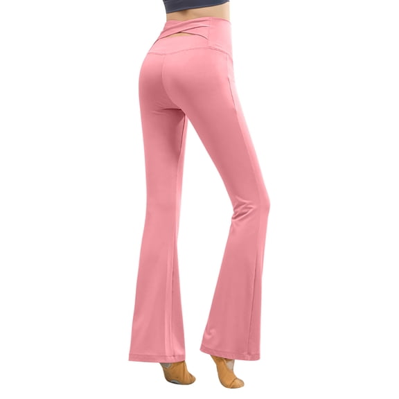 Bibifish Womens Yoga Pants Black Cutout Waist Flare Yoga Pants Smooth Fabric Slim Fit Dance Class & Night Out Stylish Pants For Ladies