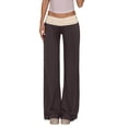 thumbnail image 1 of Bibifish Womens Yoga Pants Black High Waist Pink Panel Flared Leg Pants Stretchy Soft Casual Stylish Comfy Yoga Pants With Side Pockets, 1 of 4