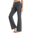 thumbnail image 1 of Bibifish Womens Yoga Pants Gray Flare Yoga Pants With Side Pocket Slim Fit Elastic Waist Soft Office Casual & Coffee Run Ladies Pants, 1 of 6