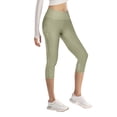 thumbnail image 1 of Bibifish Womens Yoga Pants Olive Green Capri Yoga Pants Side Pocket Reflective Detail Stretchy Fabric Evening Jog & Errands Yoga Leggings, 1 of 6
