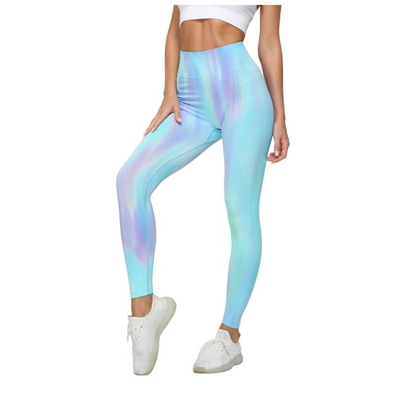Bibifish Womens Yoga Pants Pink & Purple Tie-Dye Yoga Pants High Waist Stretchy Waist Soft Fabric Festival & Streetwear Trendy Leggings