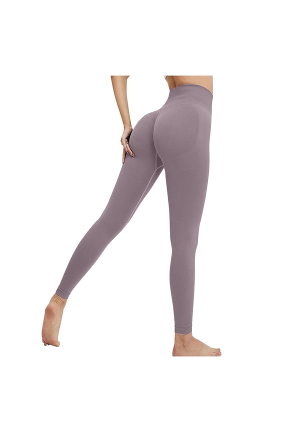 Womens Yoga Pants Solid Color High Waist Yoga Pants Stretchy Smooth Yoga Class & Casual Walk Ladies Casual Wear Leggings